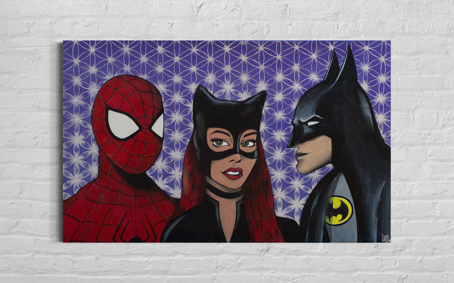 Batman, Cat Woman and Spider Man Fine Art Print