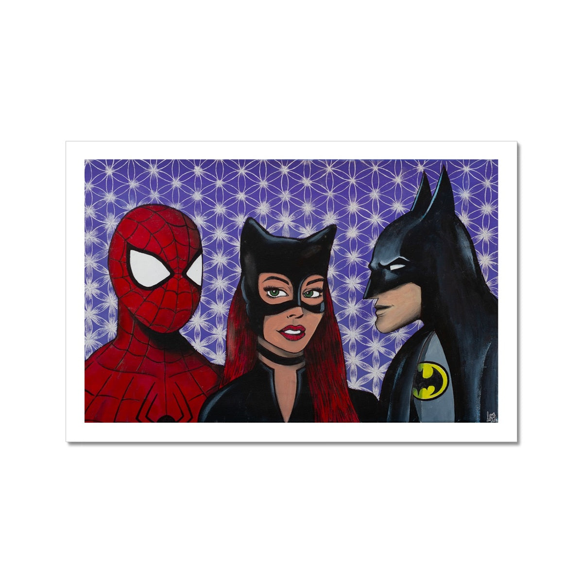 Batman, Cat Woman and Spider Man Fine Art Print